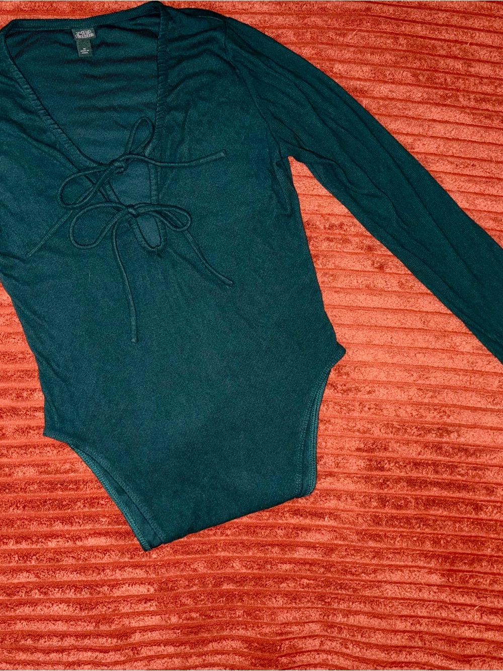 Long Sleeve Lace-Up women’s Bodysuit - Green
